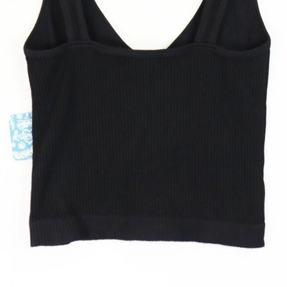 NWT Free People Solid Rib Brami Crop Cami V-Neck Tank Top Black Ribbed XS/S - Picture 8 of 9